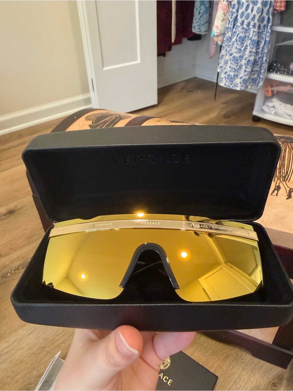 Versace Gold Sunglasses with Mirrored Lenses